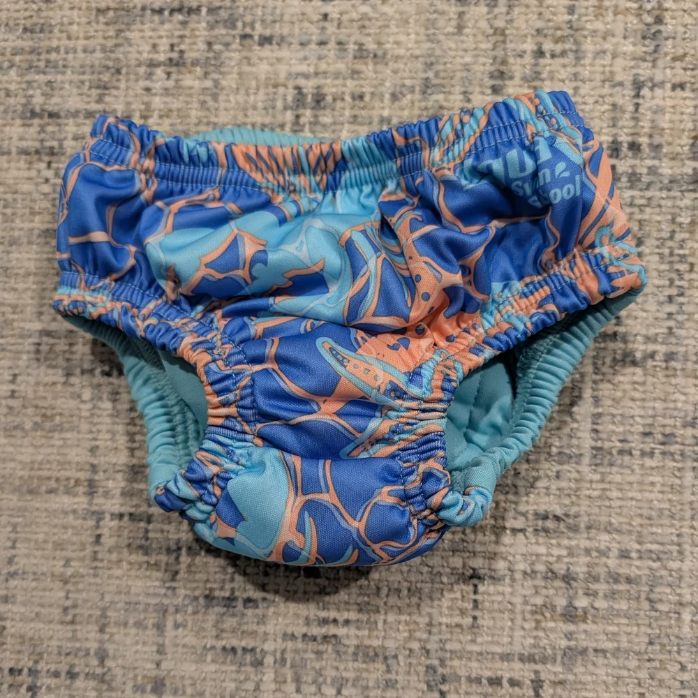 Kids Reusable Swim Diaper in Blue and Orange